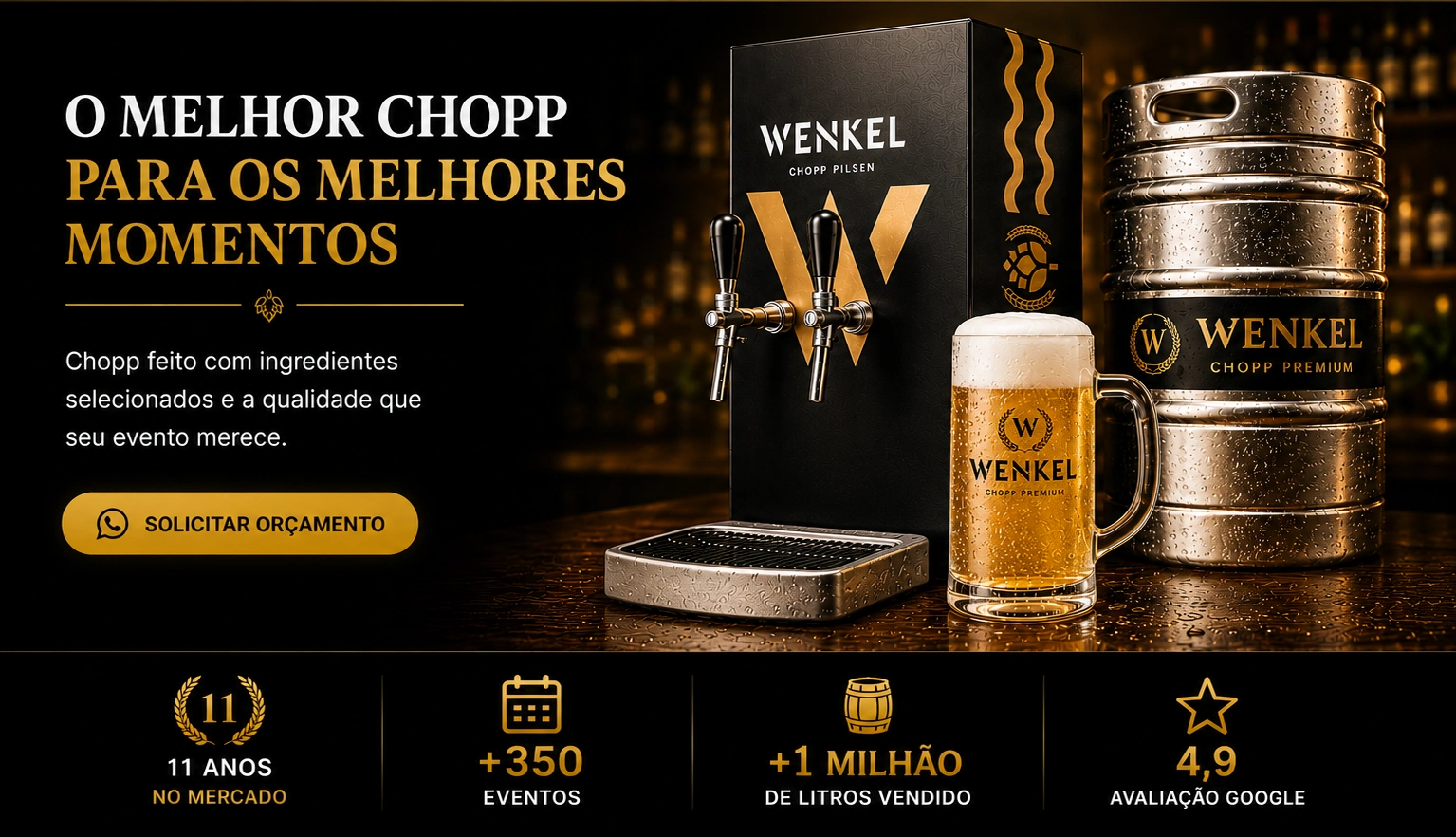 Chopeira Wenkel, caneco gelado, barril e números da empresa